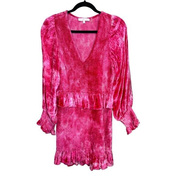 LoveShackFancy Velvet Roses Evan Dress Grenadine Size Medium Pink - Picture 4 of 9